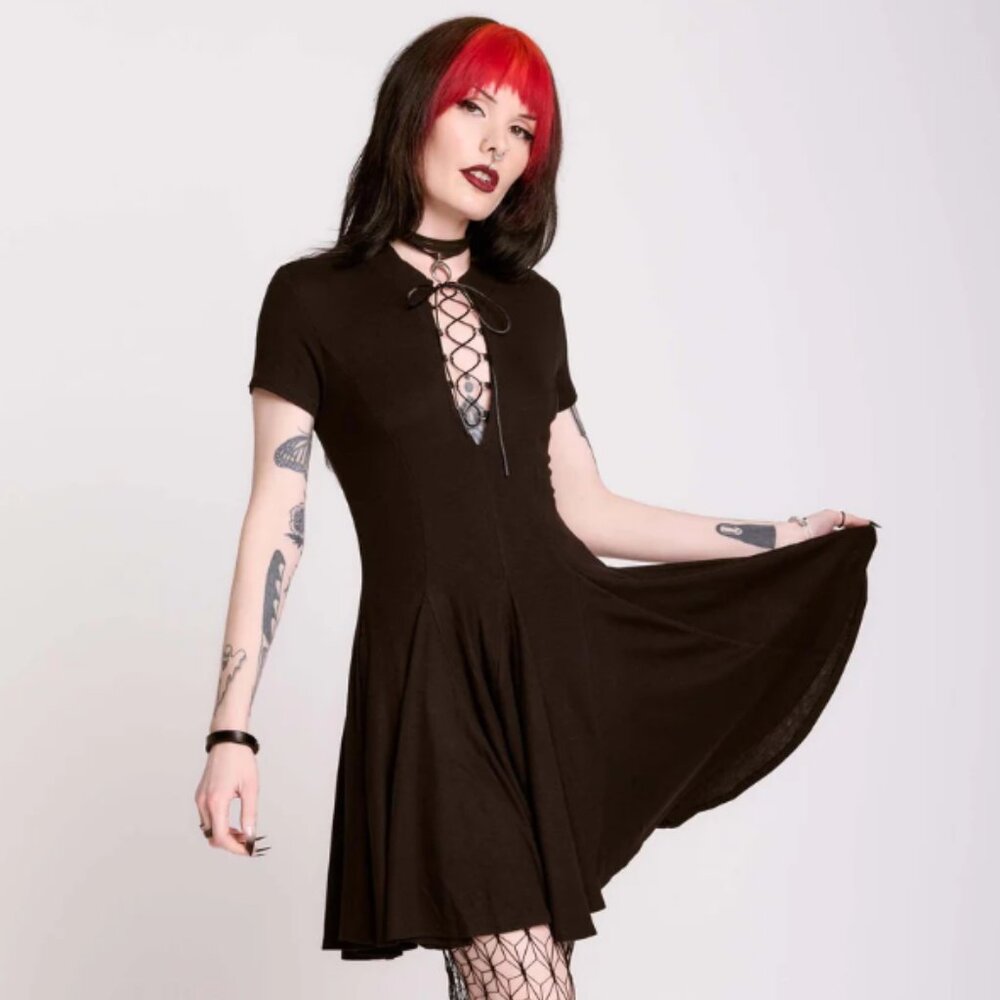 Lace Up Skater Dress LG NWT by Midnight Hour